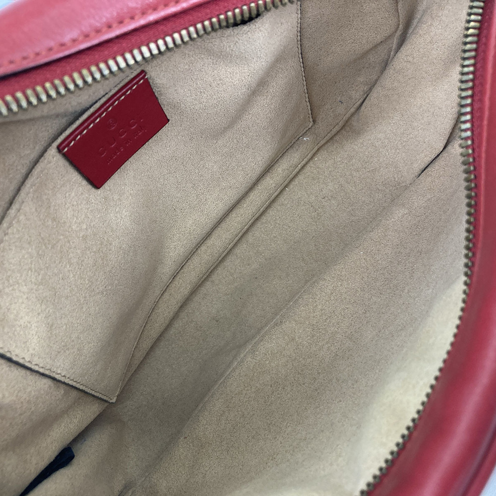 Gucci Leather Marmont Shoulder Red Quilted Bag GG - Picture 6 of 6